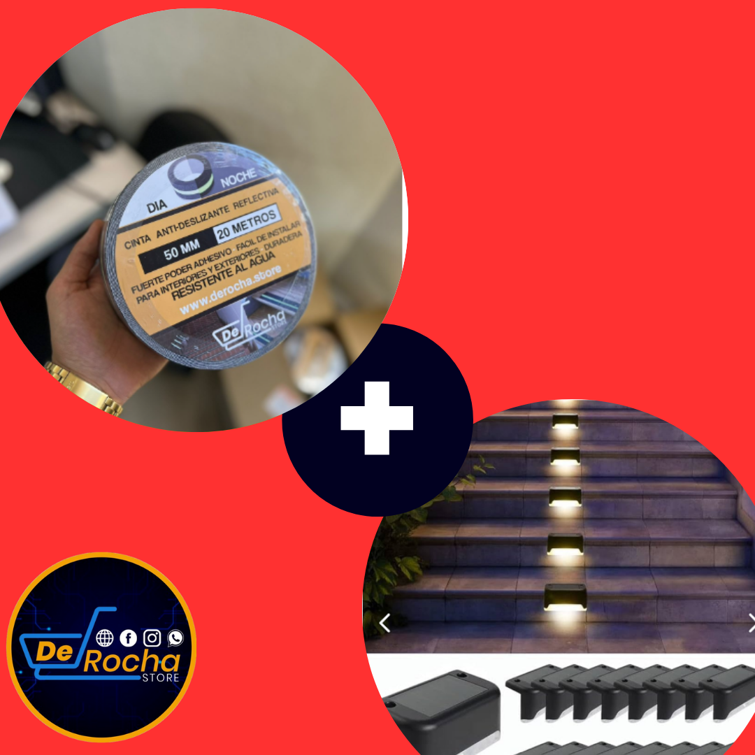 combo cinta antides+kit x4 luces